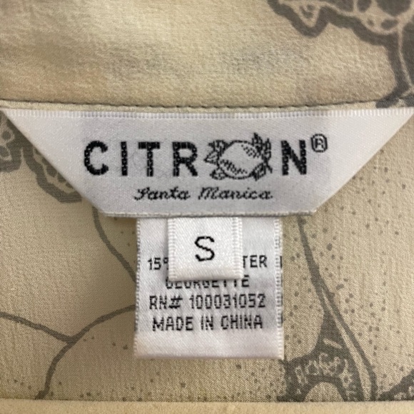 CITRON Santa Monica 3/4 Sleeve Button Down Silk Shirt - Picture 4 of 7